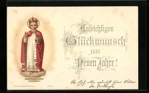 Lithographie Glückwunsch zum neuen Jahre