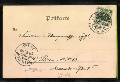 Lithographie Amor bindet zwei Herzen zusammen