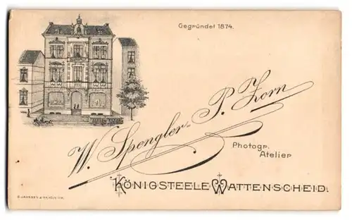 Fotografie W. Spengler - P. Zorn, Königsteele, Ansicht Königsteele, Frontansicht des Ateliersgebäude mit Strassenbahn