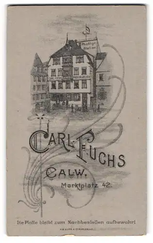 Fotografie Carl Fuchs, Calw, Ansicht Calw, Marktplatz 42, das Ateliersgebäude am Marktplatz