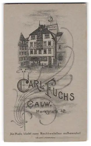 Fotografie Carl Fuchs, Calw, Ansicht Calw, Marktplatz 42, Partie am Marktplatz mit Blick auf das Fotoatelier