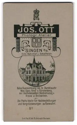 Fotografie Jos. Ott, Singen a. H., Scheffelstr., Ansicht Singen a. H., Blick auf das Eckgebäude mit dem Fotoatelier
