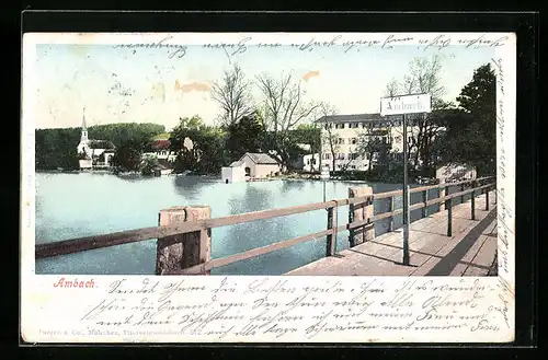 AK Ambach, Uferpartie mit Kirche