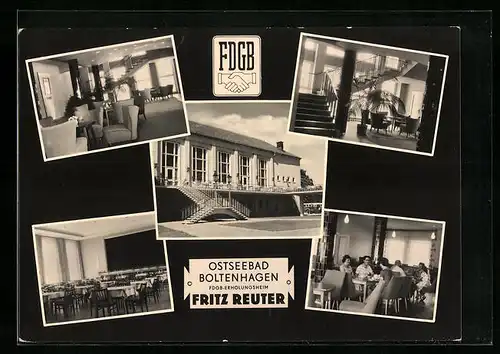 AK Boltenhagen, FDGB-Erholungsheim Fritz Reuter, Innenansichten