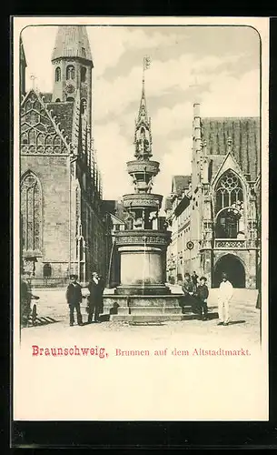 AK Braunschweig, Brunnen auf dem Altstadtmarkt