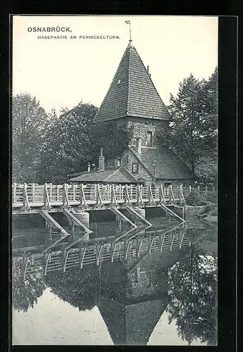 AK Osnabrück, Hasepartie am Pernickel-Turm