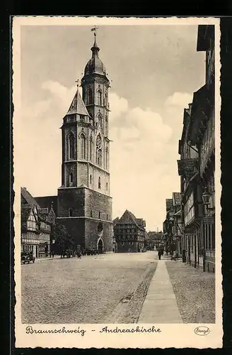 AK Braunschweig, Strassenpartie an der Andreaskirche