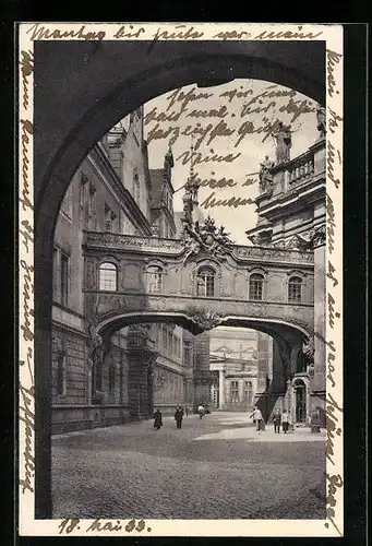 AK Dresden, Übergang vom Schloss zur Hofkirche