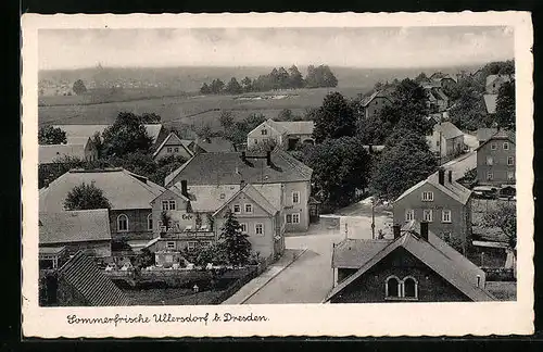 AK Ullersdorf bei Dresden, Teilansicht mit Strasse aus der Vogelschau