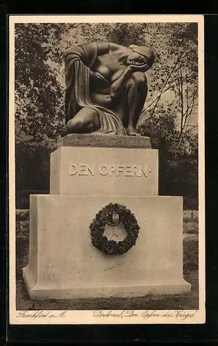 AK Frankfurt a. M., Denkmal Den Opfern des Krieges