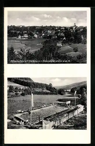 AK Vielbrunn i. Odenwald, Teilansicht, Schwimmbad