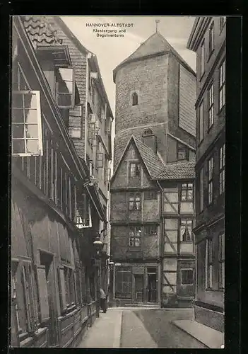 AK Hannover, Strasse Klostergang und Beguinenturm in der Altstadt