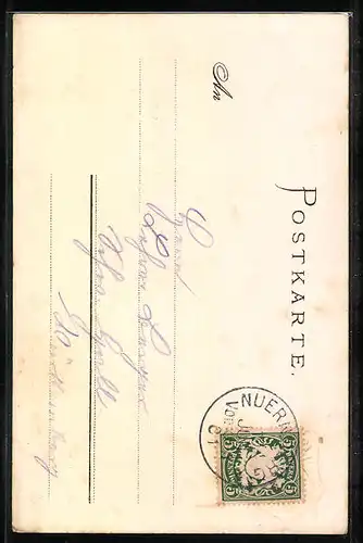 Lithographie Nürnberg, Gasthaus Bratwurstglöcklein, Wappen