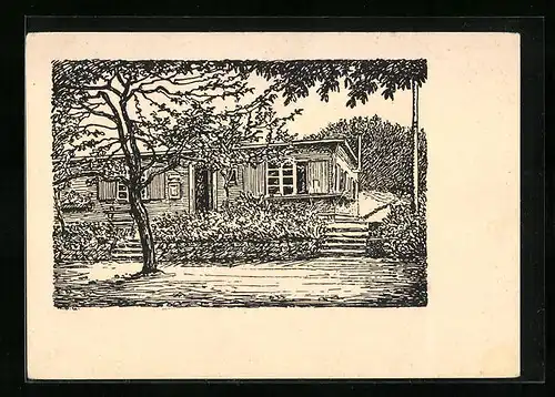 Künstler-AK Grillenburg, Hieckeheim, Bundesheim des ev.-luth. Jungmännerbundes