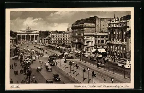 AK Berlin, Unter den Linden mit Brandenburger Tor