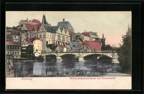 AK Marburg a. d. Lahn, Waidenhäuserbrücke mit Universität