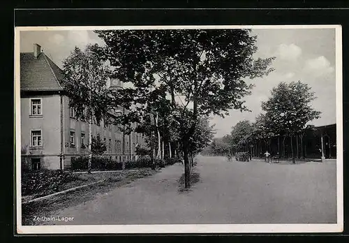 AK Zeithain-Lager, Ortsansicht mit Soldaten