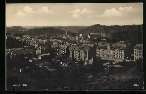 AK Waldheim, Gesamtansicht aus der Vogelschau