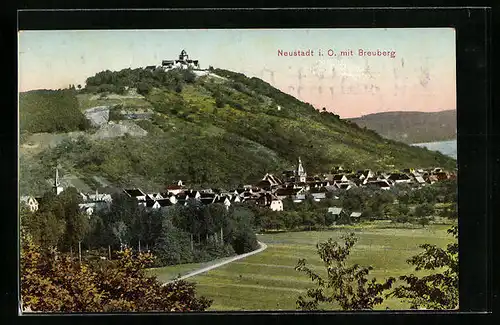 AK Neustadt i. O., Ortsansicht mit Breuberg