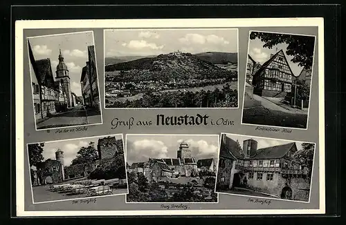 AK Neustadt i. O., Gesamtansicht, Ev. Kirche, Rodensteiner Haus