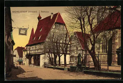 AK Michelstadt /Hessen, Partie am Rathaus