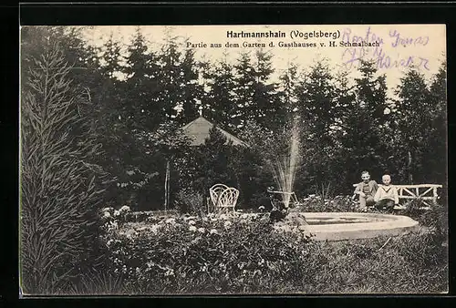 AK Hartmannshain /Kr. Vogelsberg, Gasthaus H. Schmalbach, Garten