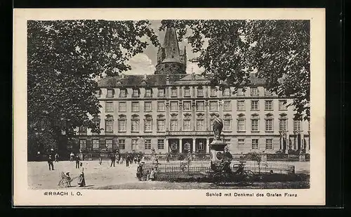 AK Erbach i. O., Schloss mit Denkmal des Grafen Franz