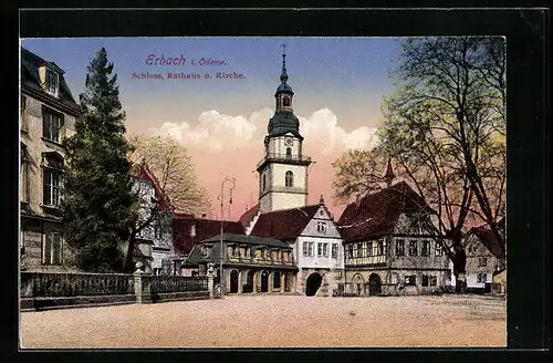 AK Erbach i. O., Schloss, Rathaus und Kirche