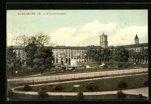 AK Karlsruhe i. B., Friedrichsplatz aus der Vogelschau