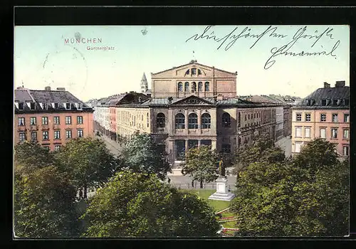 AK München, Gärtnerplatz aus der Vogelschau