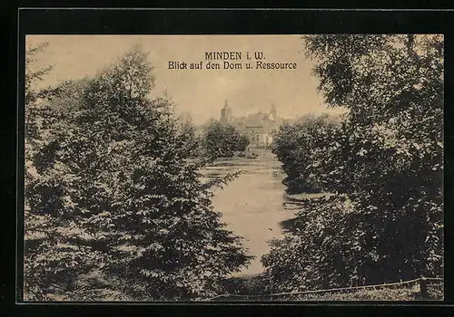 AK Minden i. W., Blick auf den Dom u. Ressource