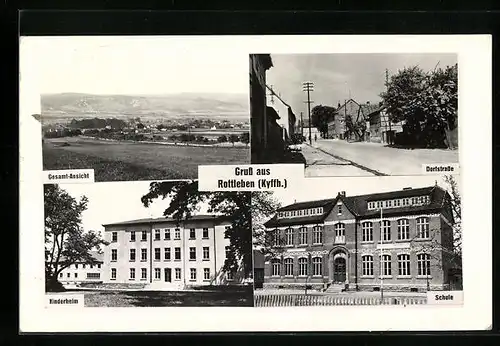AK Rottleben /Kyffh., Gesamtansicht, Dorfstrasse, Kinderheim und Schule