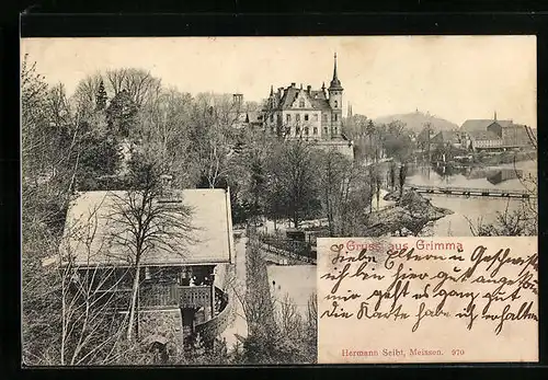 AK Grimma, Blick zum Hotel Gattersburg
