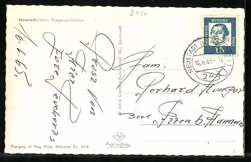 AK Neustadt i. Holst., Fliegeraufnahme des Ostseebads