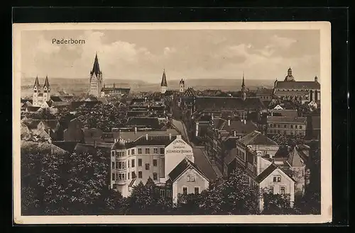 AK Paderborn, Totalansicht mit Cafe Palais von Heinrich Becker