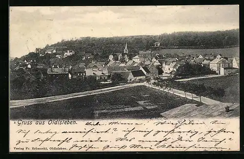 AK Oldisleben, Teilansicht mit Strassenpartie