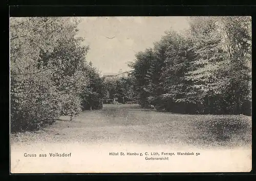 AK Volksdorf, Hotel St. Hamburg, Gartenansicht