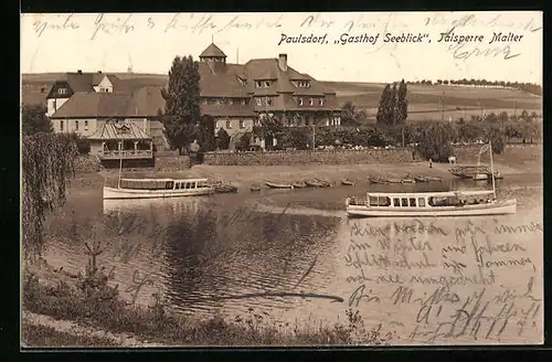 AK Paulsdorf, Gasthof Seeblick an der Talsperre Malter