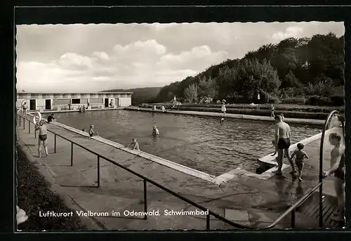 AK Vielbrunn im Odenwald, Schwimmbad mit Besuchern