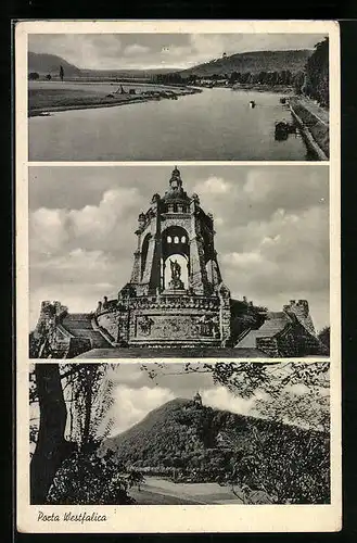 AK Porta Westfalica, Versch. Ansichten des Kaiser-Wilhelm-Denkmals