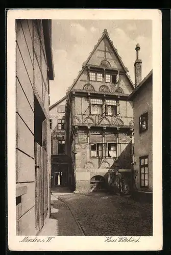 AK Minden i. W., Strassenpartie am Gasthaus zum Wittekind