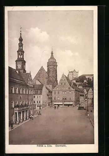 AK Pirna a. Elbe, Strassenpartie am Obermarkt