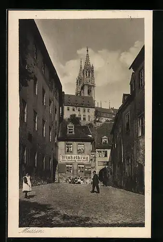 AK Meissen, Gasthaus Winkelkrug von der Strasse gesehen