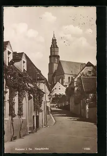 AK Kamenz i. Sa., Blick in die Hauptstrasse
