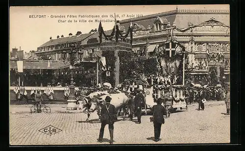 AK Belfort, Grandes Fetes Patriotiques Aout 1919, Char de la Ville de Montbéliard