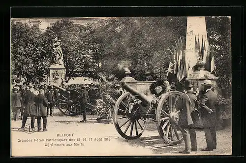 AK Belfort, Grandes Fetes Patriotiques Aout 1919, Cérémonie aux Morts