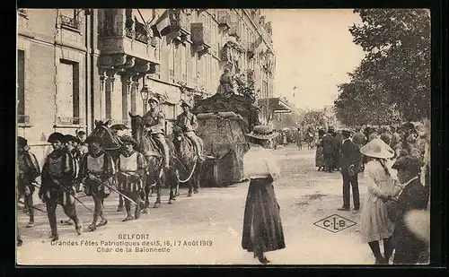 AK Belfort, Grandes Fetes Patriotiques Aout 1919, Char de la Baionnette