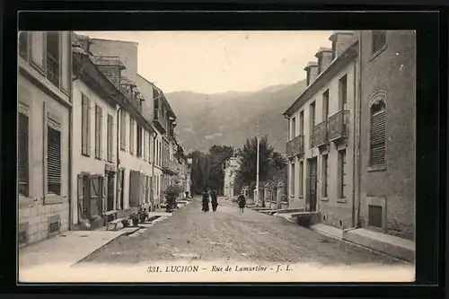 AK Luchon, Rue de Lamartine, Strassenpartie