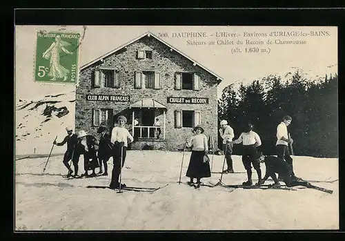 AK Dauphiné-Uriage-les-Bains, L`Hiver, Skieurs au Châlet du Recoin de Chamrousse