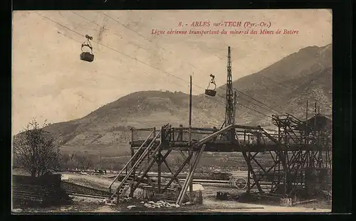 AK Arles-sur-Tech, Ligne aérienne transportant du minerai des Mines de Batère